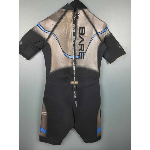 BARE Scuba Wet Suit Mens Size M 2/2 mm Short Power Stretch Black & Metallic Grey - Picture 6 of 12
